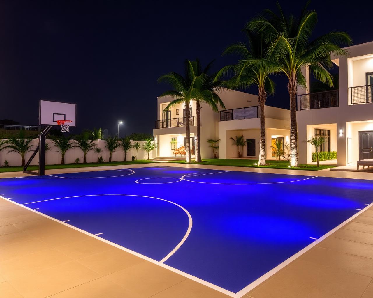 Premium outdoor basketball court at a UAE villa